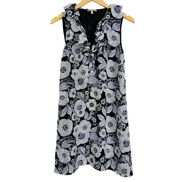 Juicy Couture 100% Silk Ruffle Detail V-Neck‎ Floral Purple Dress Size 0 - Image 2