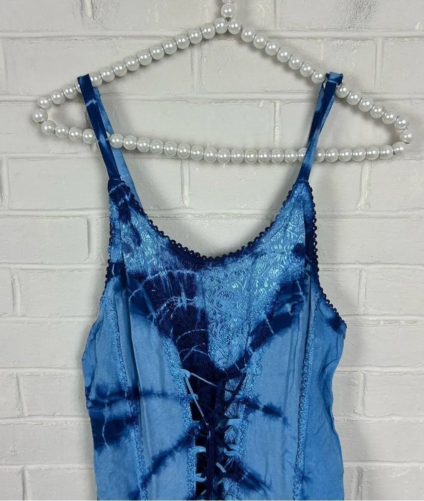 Sakkas Annabella Corset Bodice Handkerchief Hem Tie Dye Dress OS Blue Size undefined - Image 5
