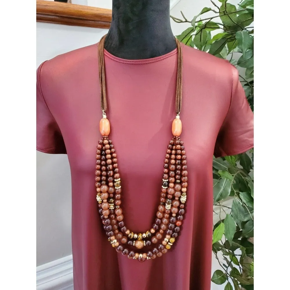 Boutique Eien Women Burgundy Polyester ShortSleeve RoundNeck Knee Length Dress S - Image 2