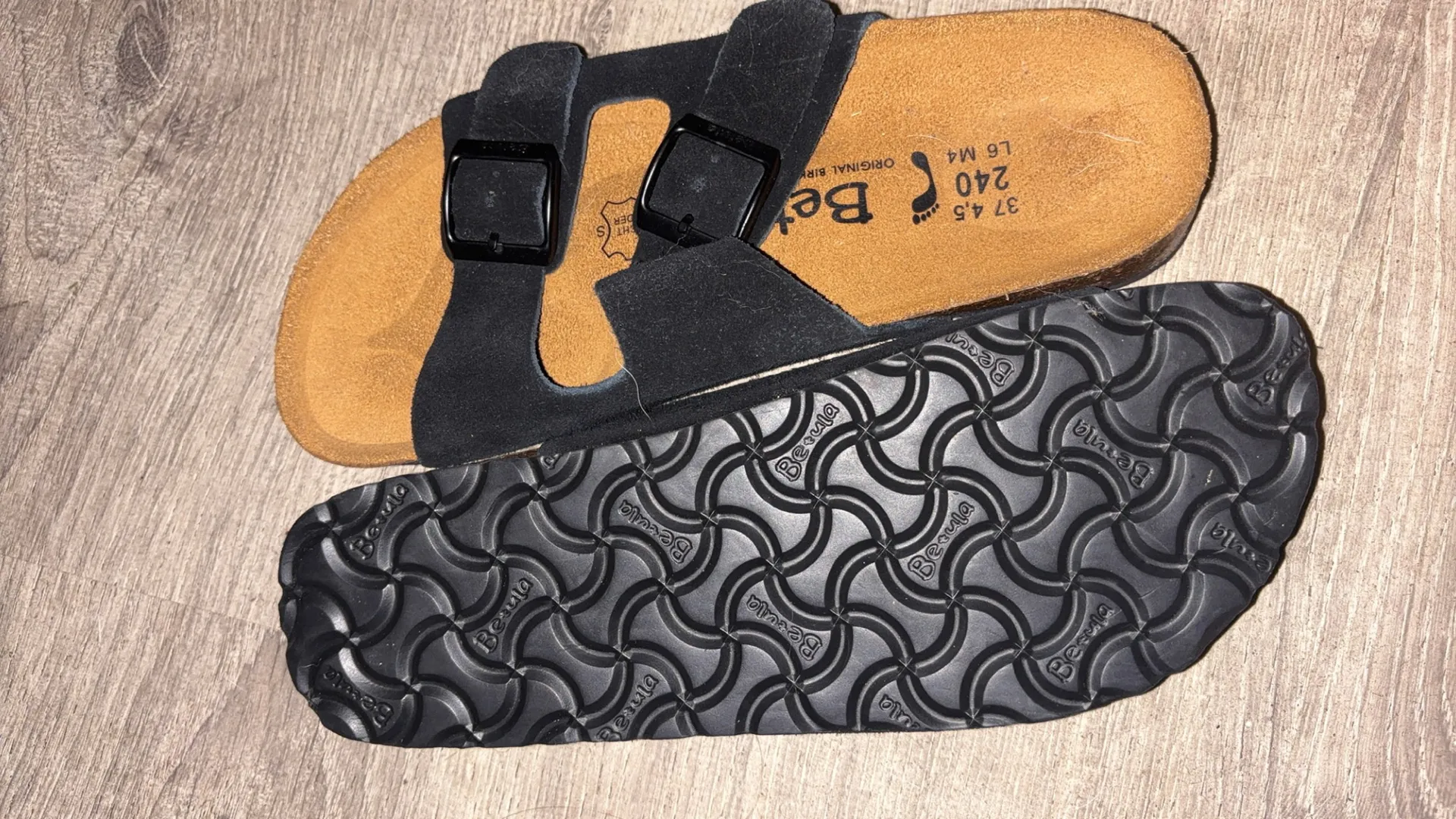 Birkenstock Betula Black Sandals Suede Two-Strap 6-6.5 - Image 3