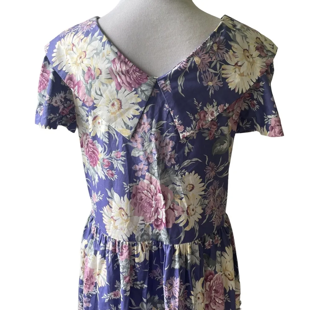 Laura Ashley Vintage 80’s Purple Floral Midi Dress Size  Small / Vintage 8 NWT - Image 96