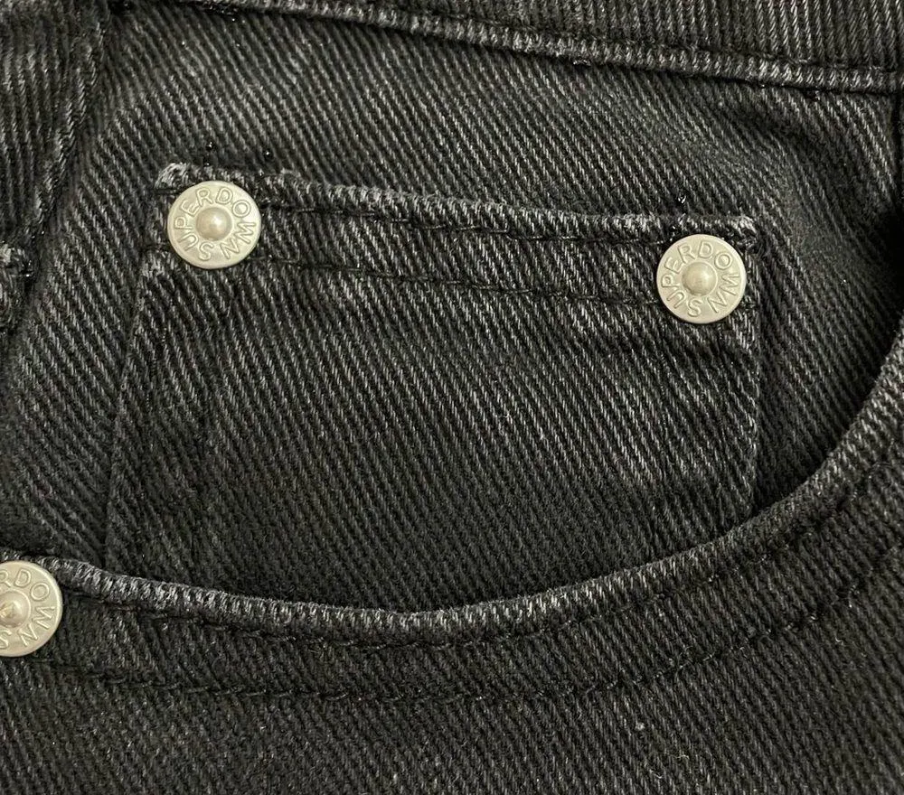 Superdown x Revolve Straight Leg Rigid Jeans Aged Black Wash Women’s Size 27 | 4 - Image 9