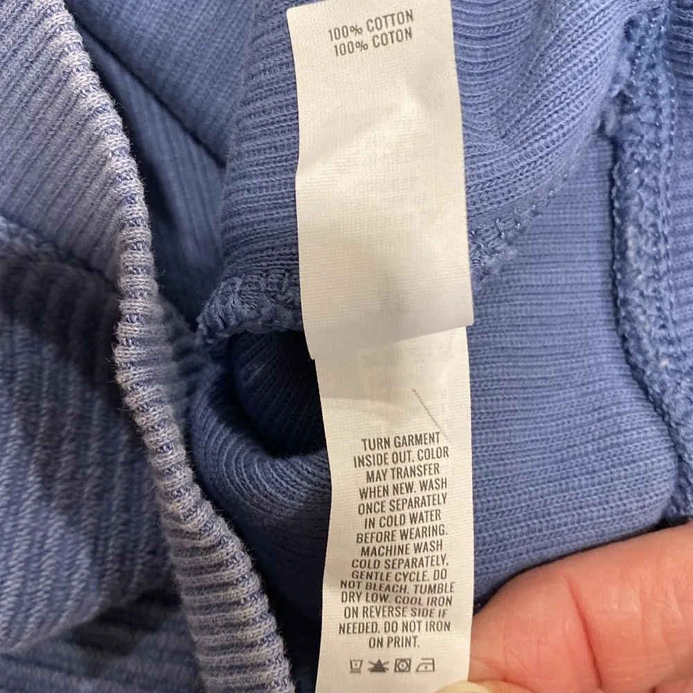 “New Love” Corded Blue Cropped Hoodie Size XS - Image 5