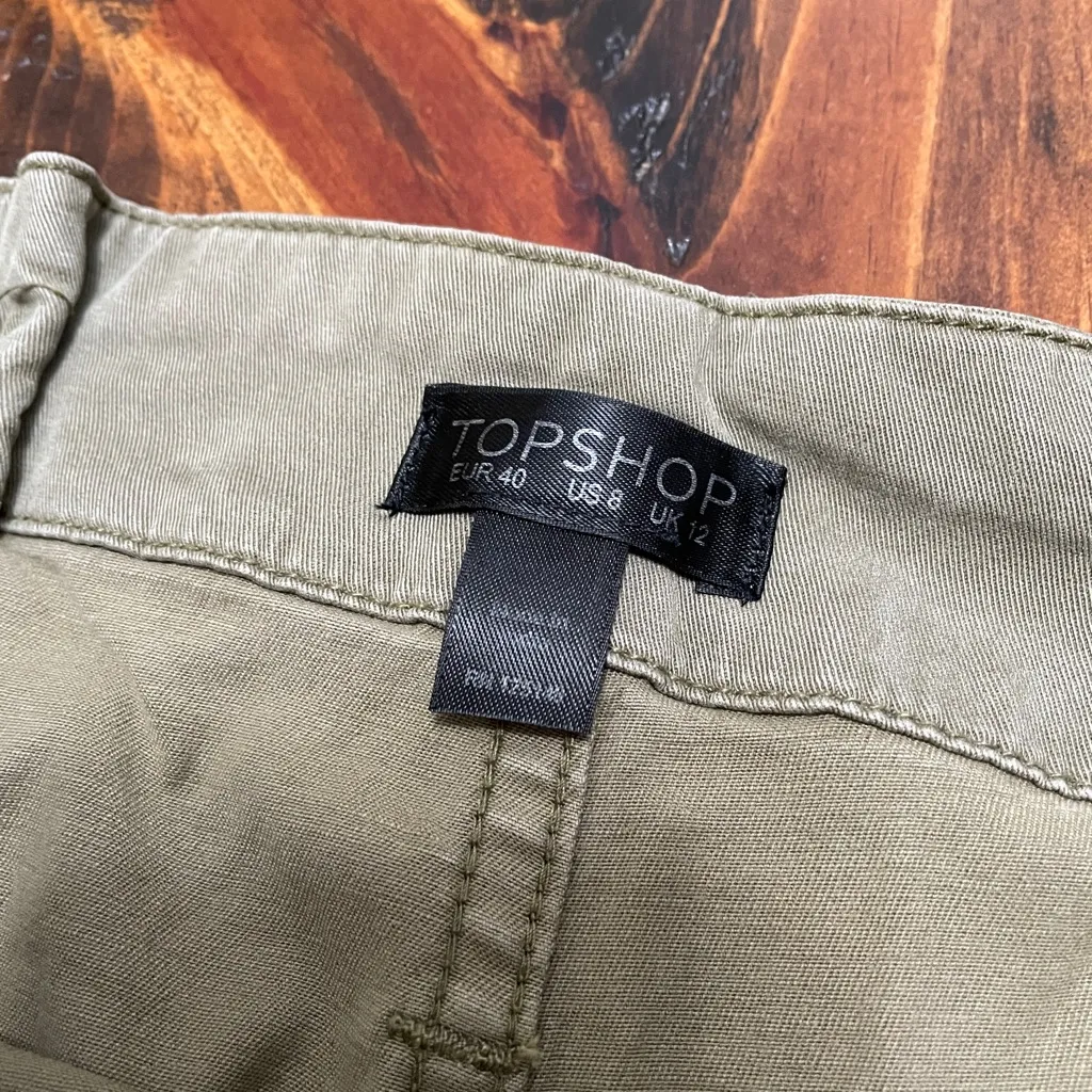 Topshop Cargo Pants Khaki Army Green Trousers Womens 8 - Image 3