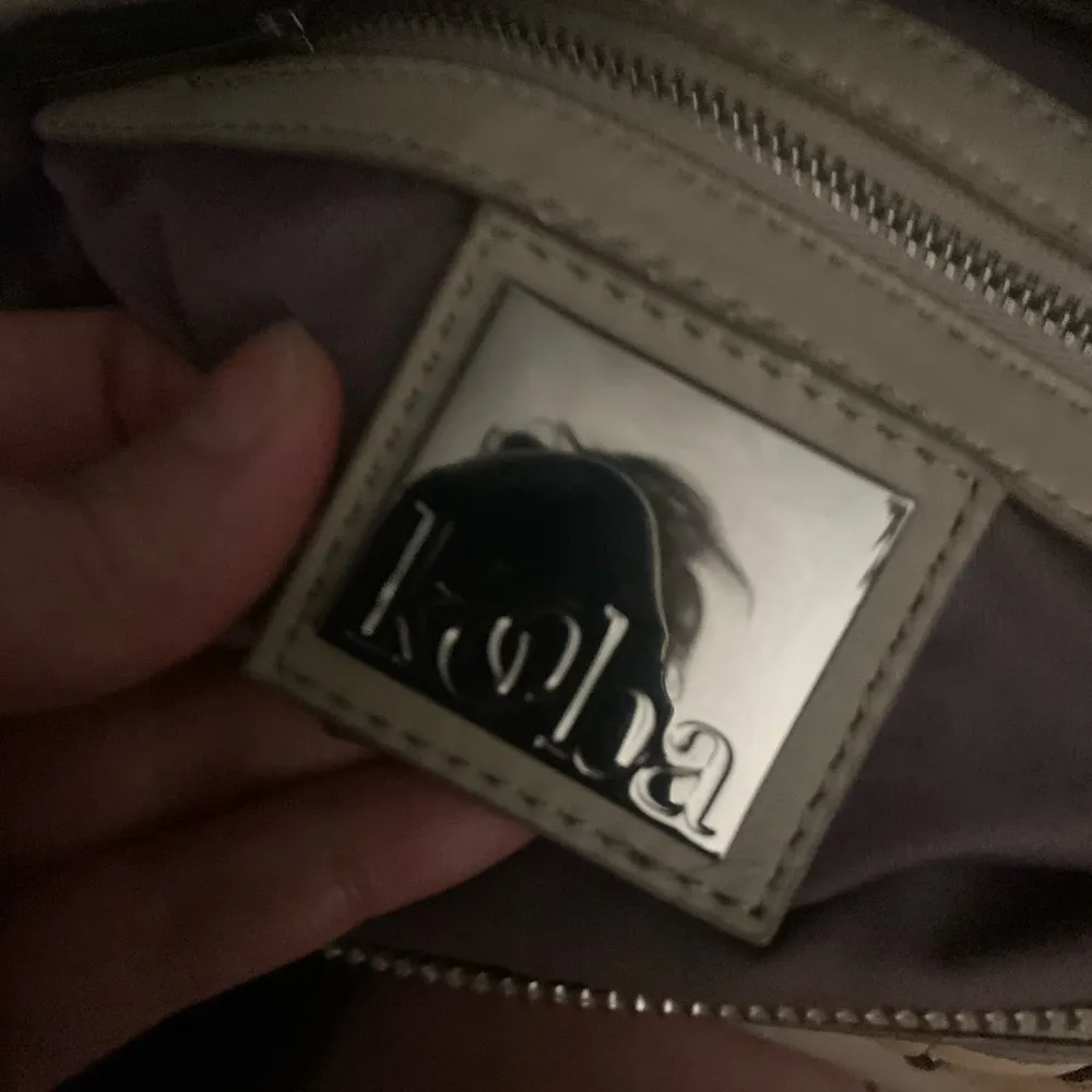 Beige Leather Satchel Bag kooba crossbody fall casual logo designer boho $300 - Image 3