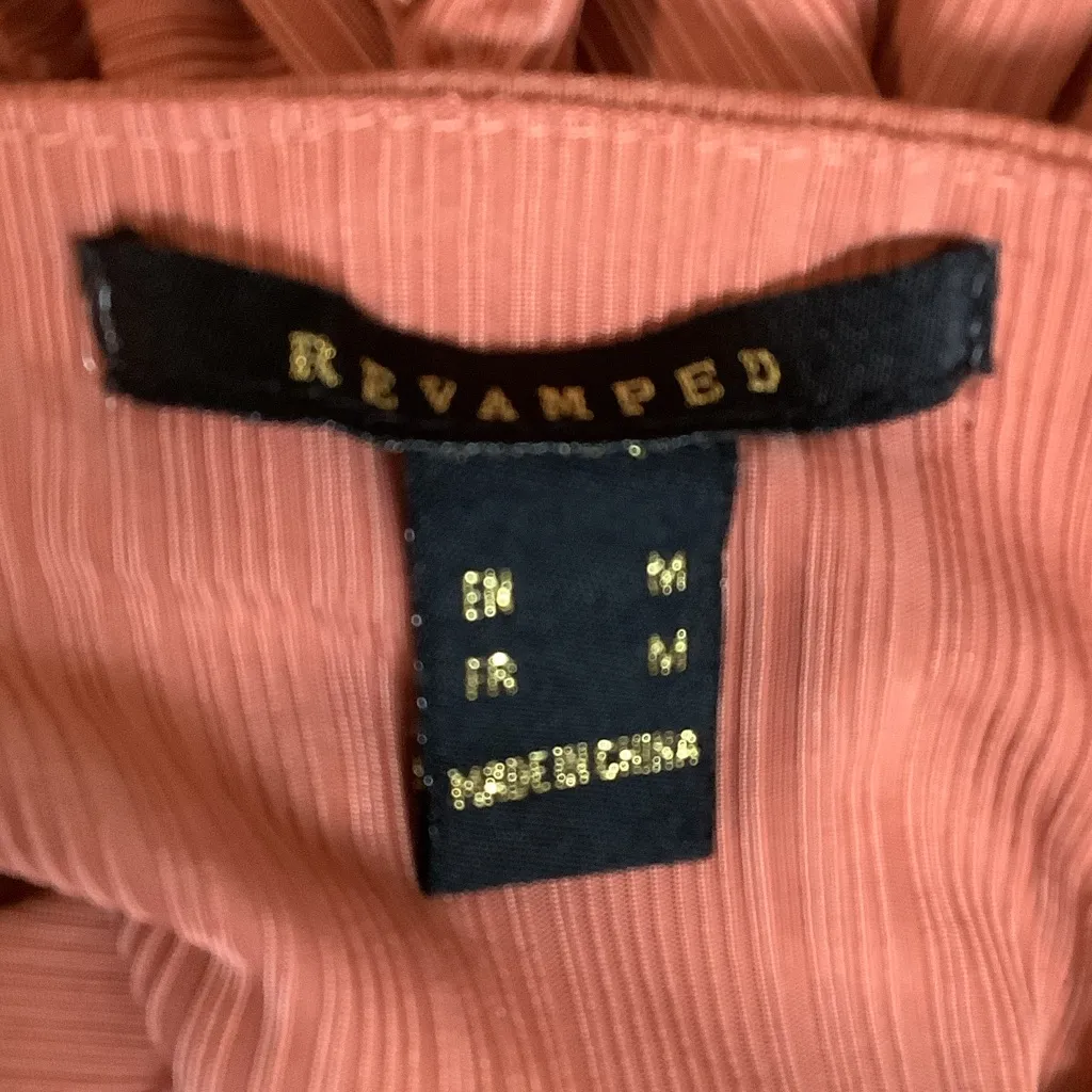 Revamped Size Medium Coral Ribbed One Piece Pantsuit. Preloved - Image 6