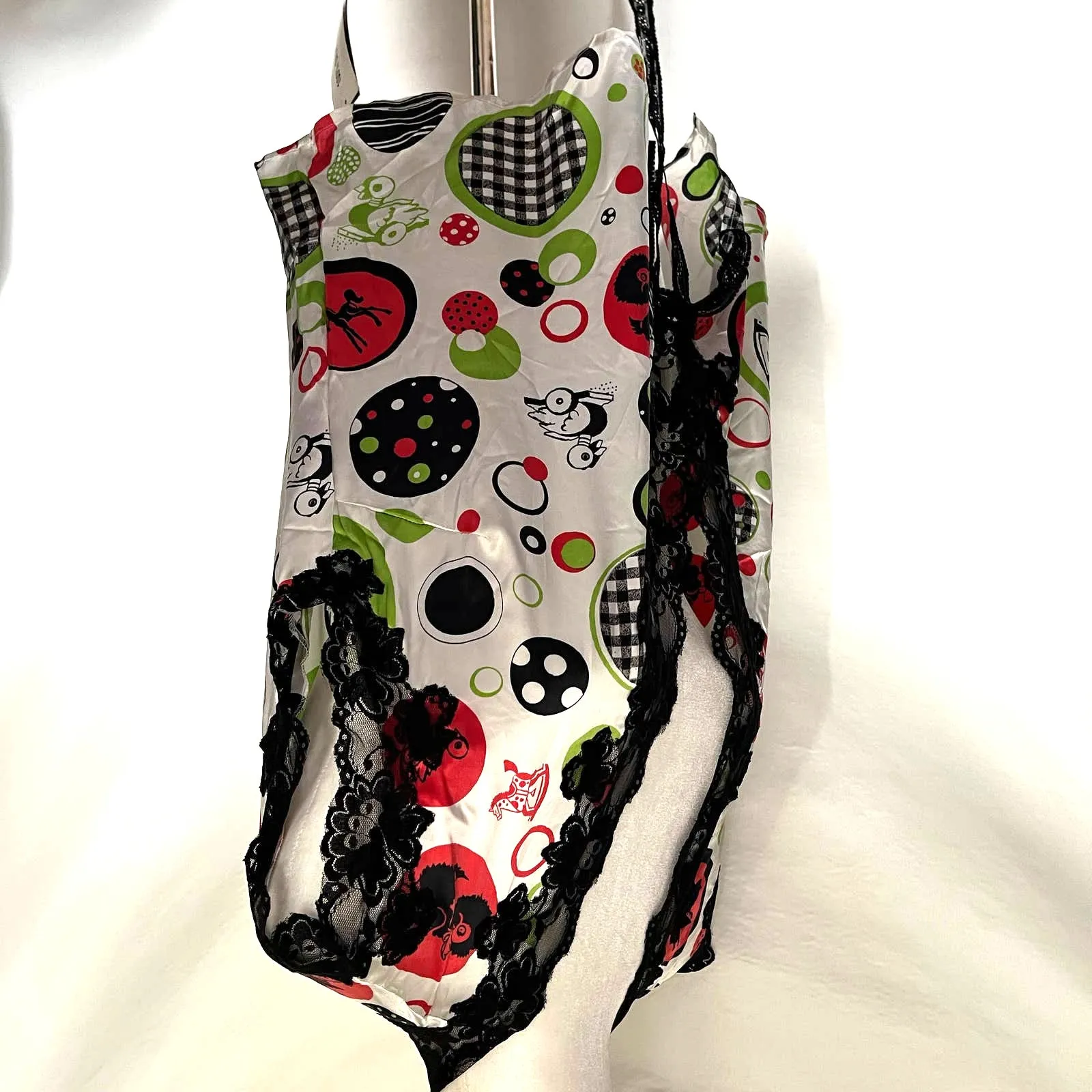 Lulu & Red 100% Silk WHhimsigoth Womens Top 8 Lace Y2K Festival Indie Artsy Dot White Size undefined - Image 6