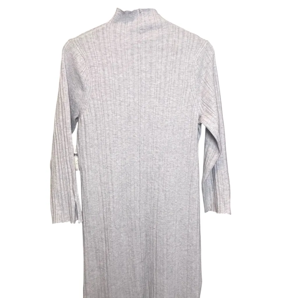 NWT Anthropologie Gray Knit Mock Neck Long Sleeve Ribbed Maxi Dress Size 1X Tan - Image 8