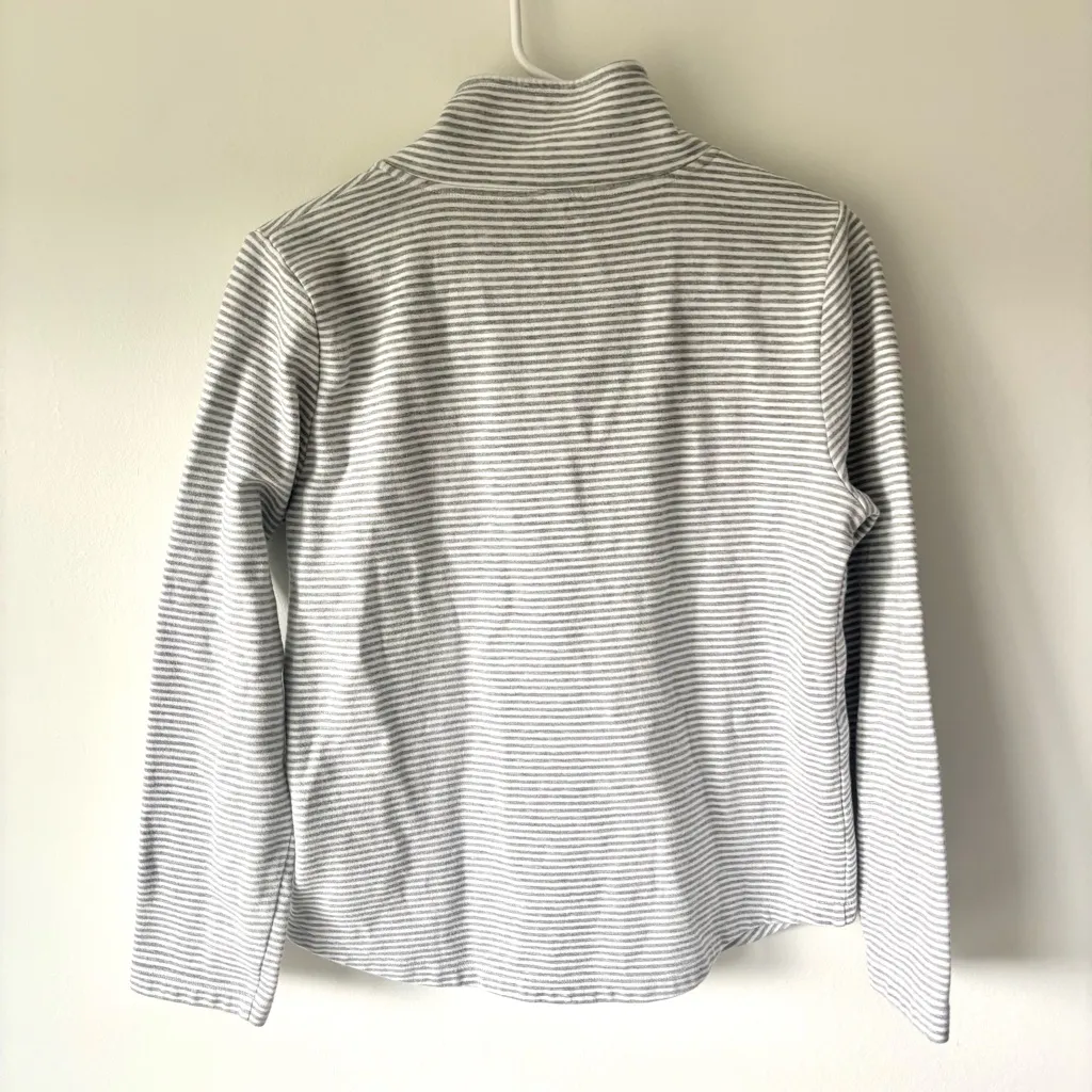 J. Crew Striped Terry Half-zip Pullover Sweatshirt Grey White Preppy Athleisure - Image 6