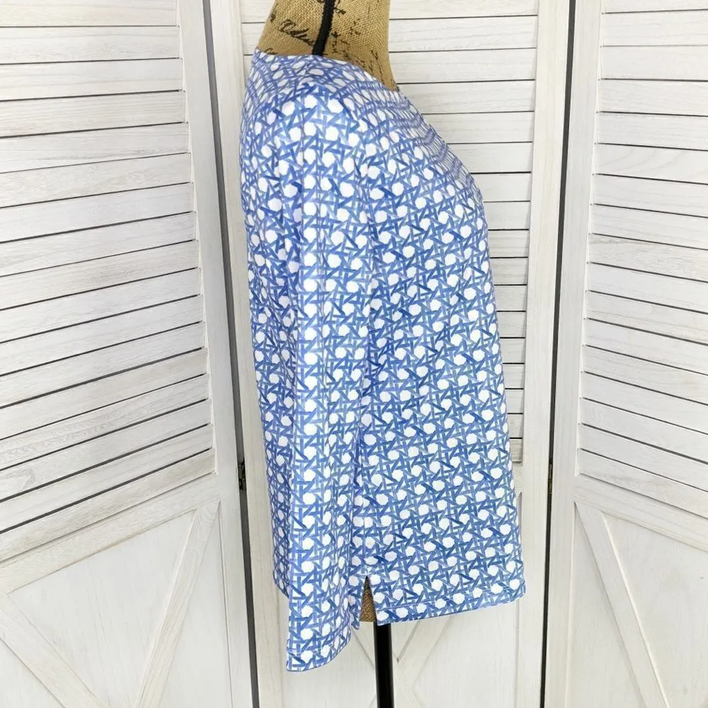 Vineyard‎ Vines Basket Print Simple Boatneck Tee Shirt UPF50 Blue White Small - Image 3