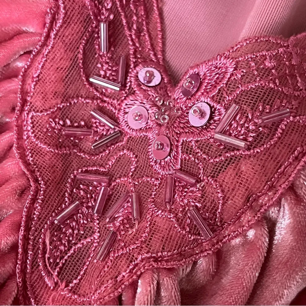 Y2K Faded Glory Pink Crushed Velvet Tunic L | Fairycore Lagenlook 90s Velvet Top - Image 8