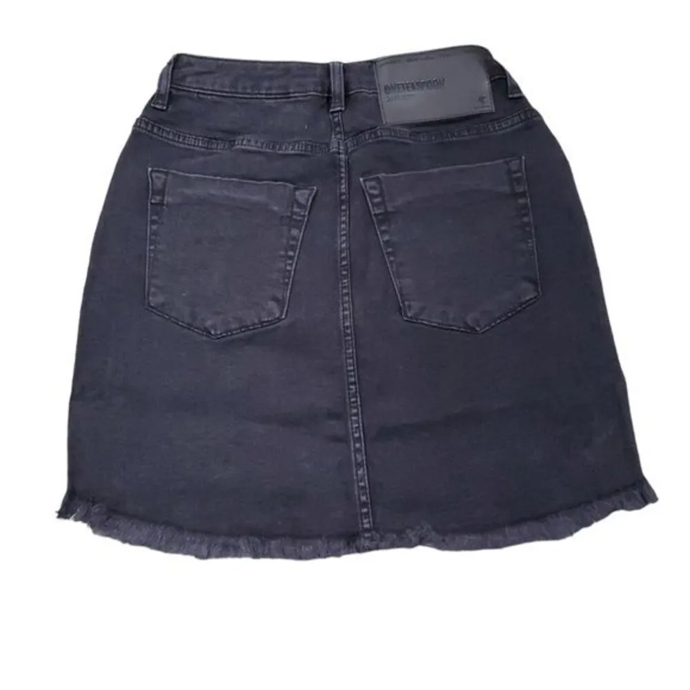 One Teaspoon 2020 Black Swan Denim Mini Skirt Size 25 NWT Raw Cutoff Hem Stretch - Image 3