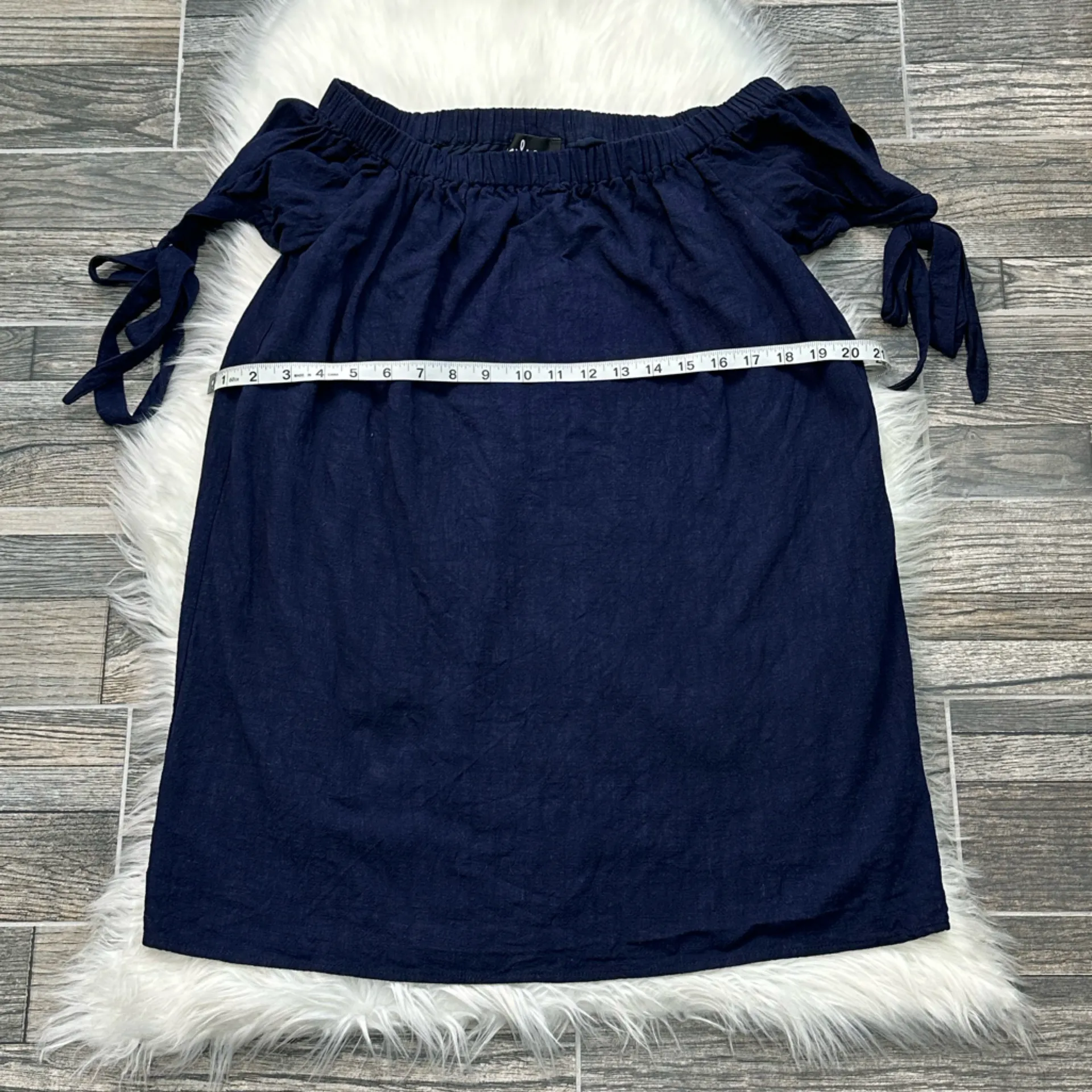 Lulu’s Al Fresco Evenings Navy Blue Off-the-Shoulder Dress - Image 7