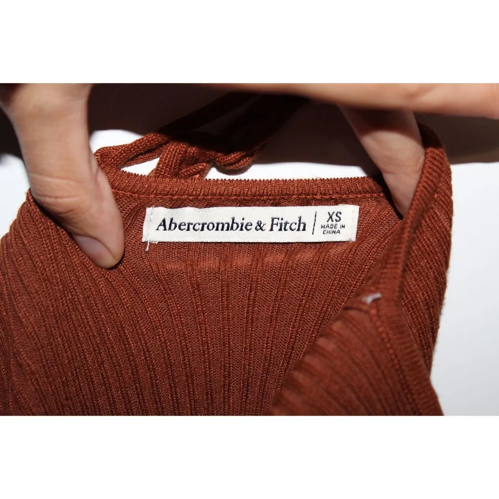 Womens Abercrombie & Fitch Brown Ribbed V-Neck Sleeveless Tank Bodysuit Size XS - Image 3