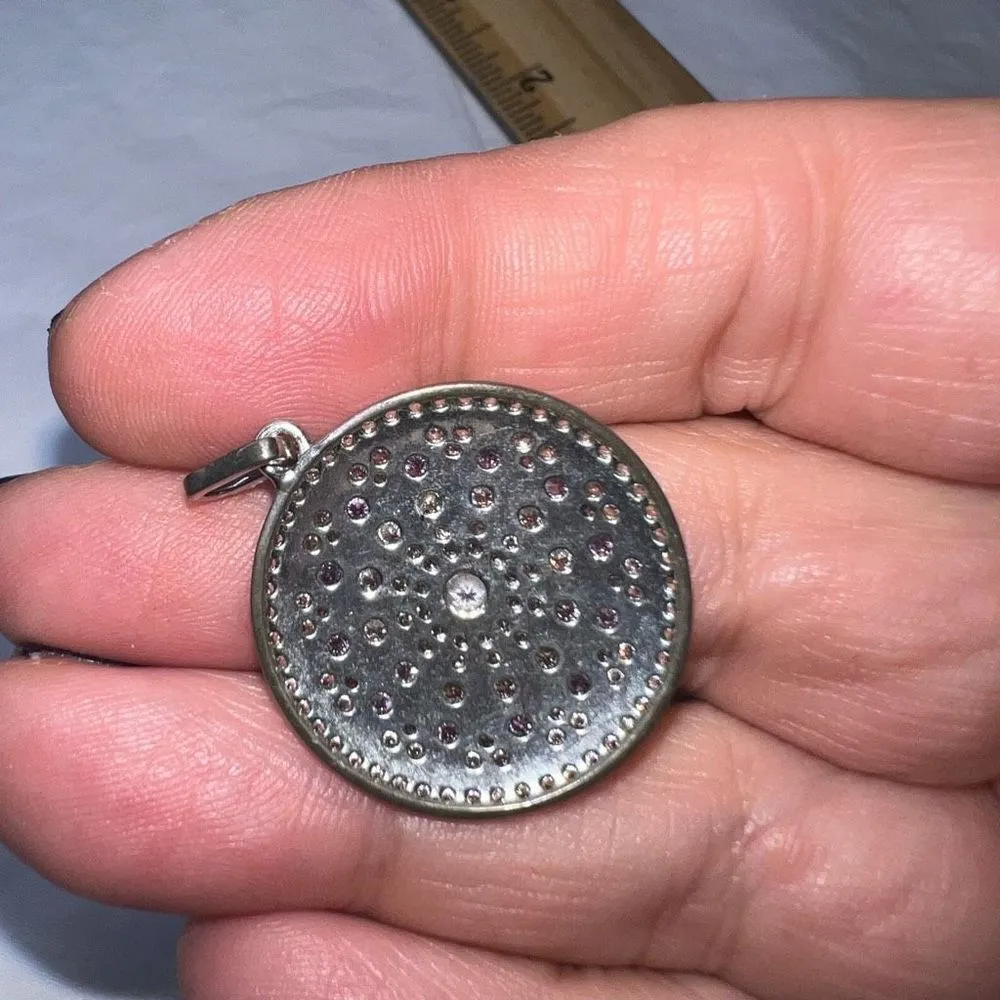 Silver Tone CZ Mandala Pendant - Image 8