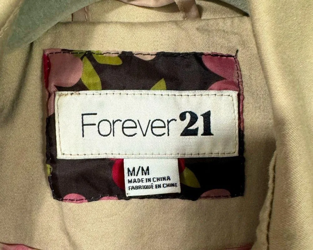 Forever 21 Button Front Trench Tan Size M - Image 12