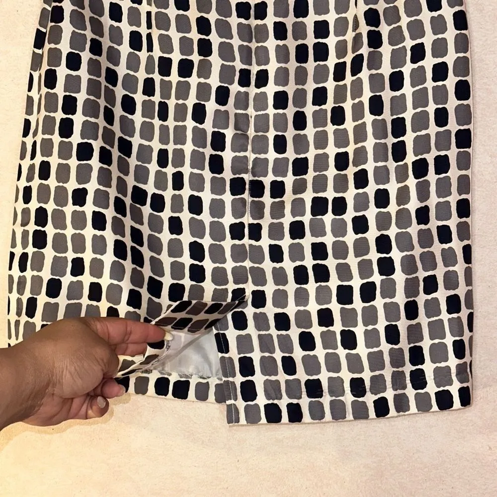 Anthropologie Baraschi Skirt Womes 4 Gray Silk Abstract Block Office Boho Career - Image 5