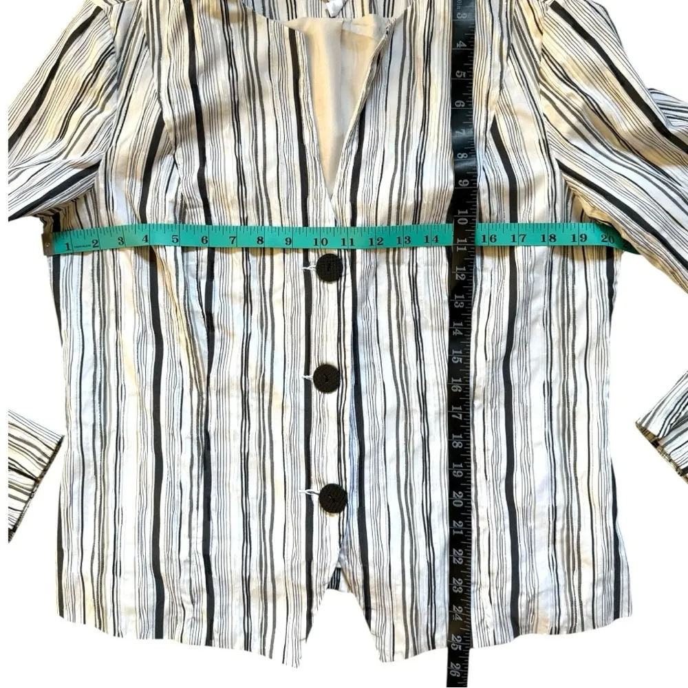Chicos Monochrome Striped Jacket Button Front Cuffed Long Sleeve Size Large - Image 4