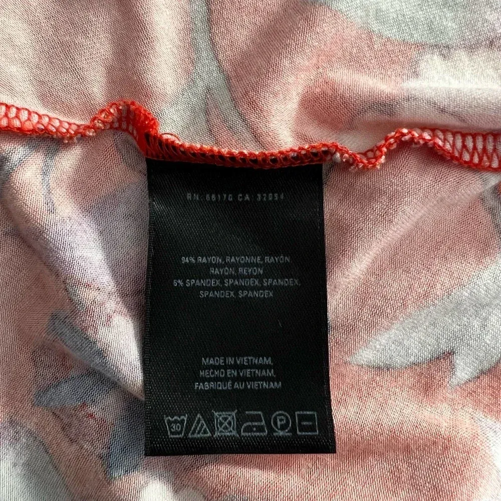 Anthropologie Maeve Cleary Dress Floral Mock Neck Jersey Orange‎ Red Size Small - Image 13