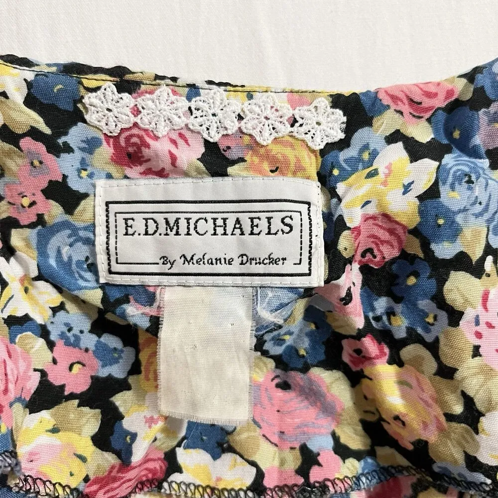 VTG E.D. Michaels Fit & Flare Maxi Dress Womens Sz M Floral Sleeveless Cottage Brown Size M - Image 7