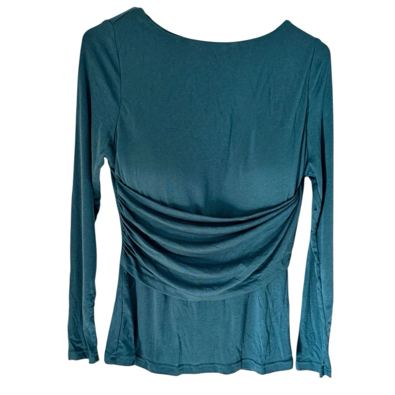 NWT OGL Tencel Wool LiteWarm Gathered Long Sleeve Brami Top Size Large Blue - Image 2