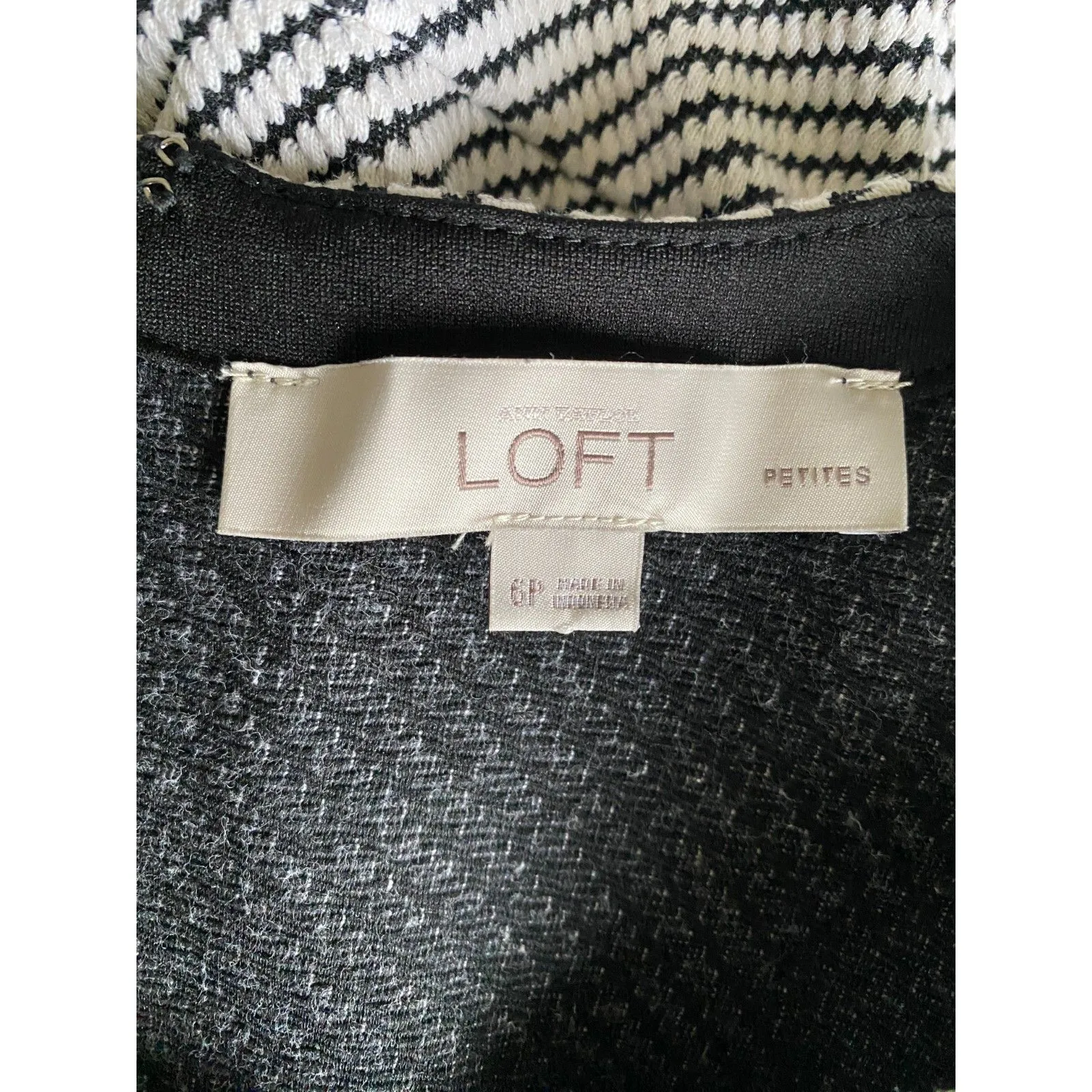 Ann Taylor LOFT Fit and Flare Black White Sleeveless Cotton Blend Dress 6P - Image 5