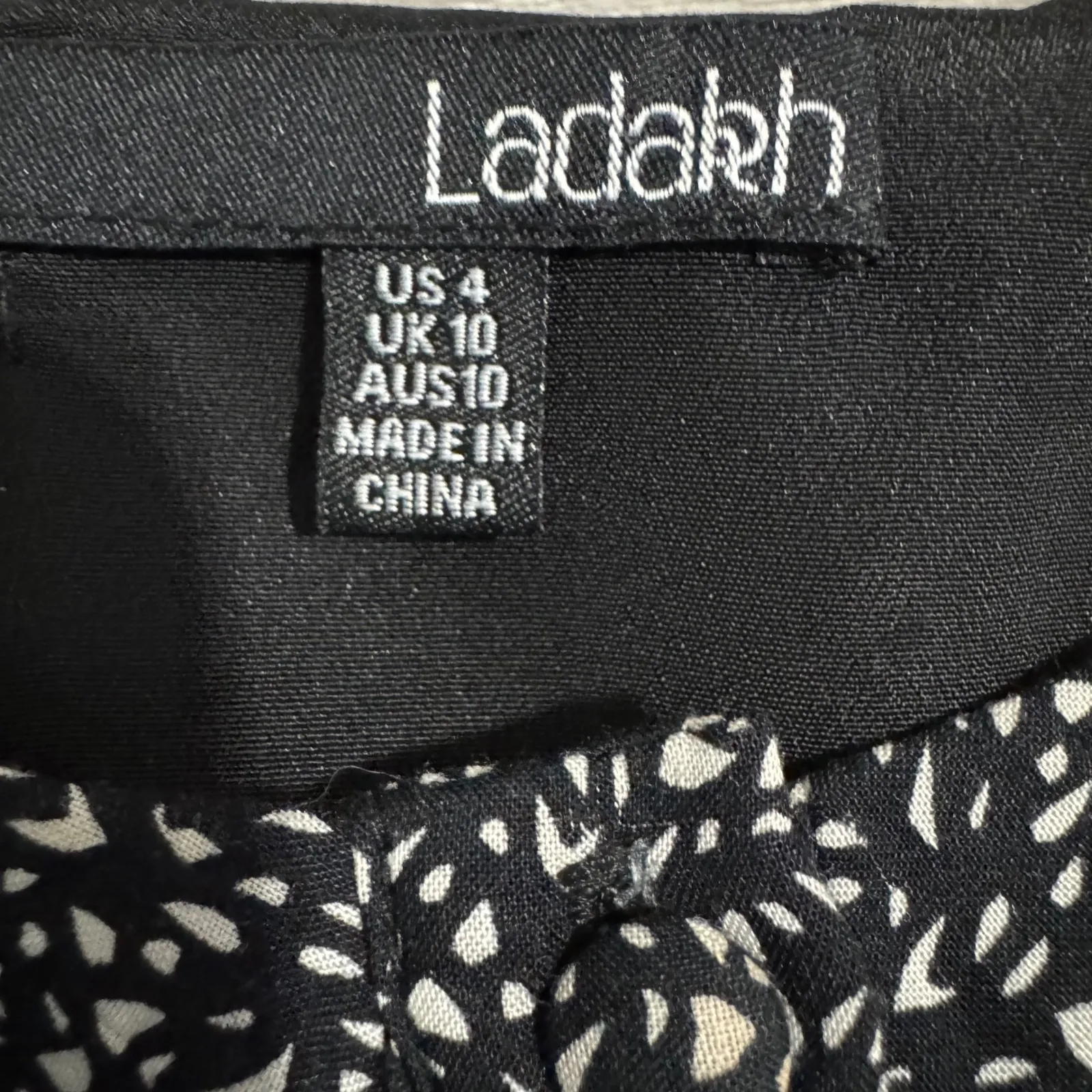 Ladakh Black White Geometric Print Fit Flare Zip Dress Women Size 4 Cutout - Image 11