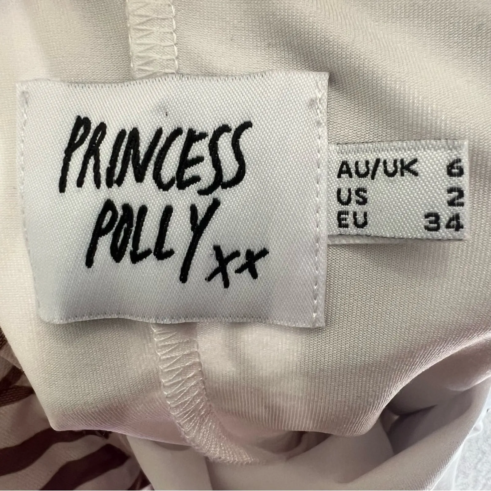 Princess Polly Mini Dress Womens S Brown White Zebra Print Halter Y2K Clubwear - Image 6