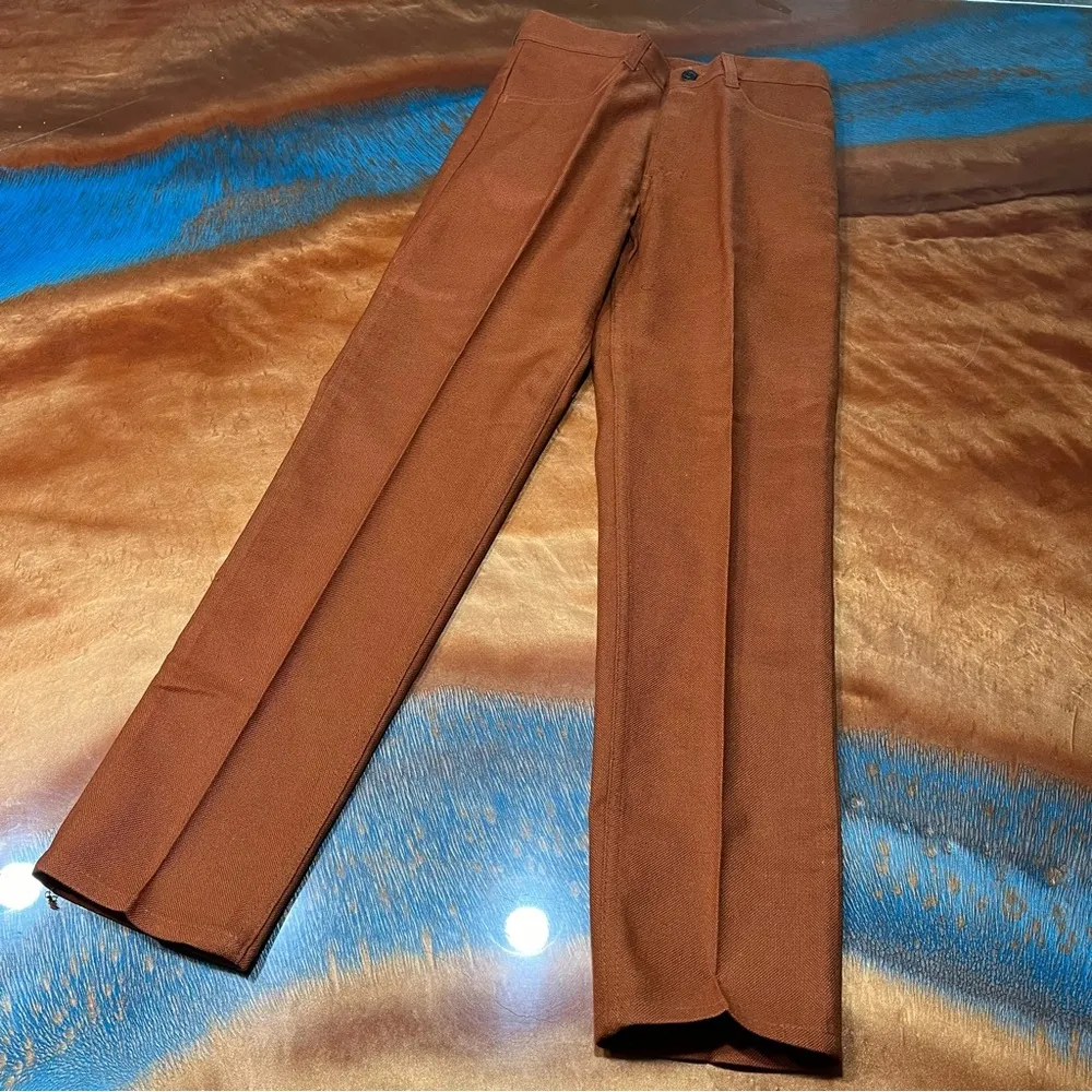 Vintage BIG E Levi’s Staprest Nuvo Cotton Poly Pants 1960s USA 29x29 brown - Image 6