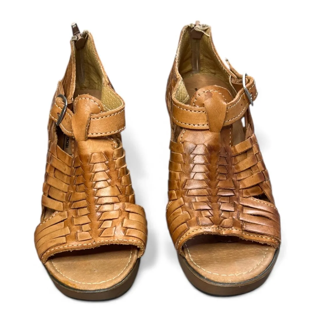 Mexican high heel huaraches leather sandals boho woven platform heel hippie - Image 3