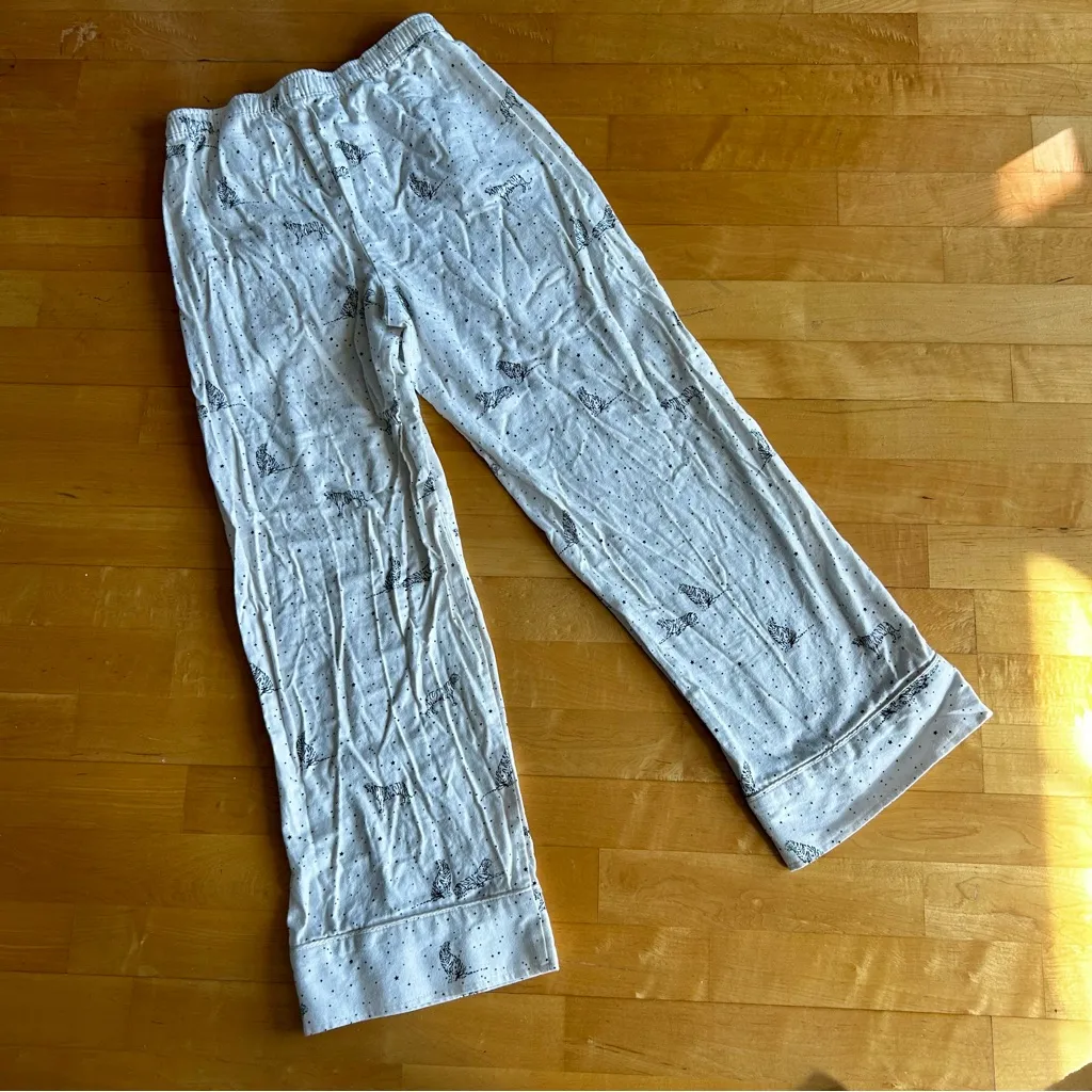 Banana Republic Wide Leg, Flannel, Tiger Lounge Pant, White, Black, Size XS - Image 13