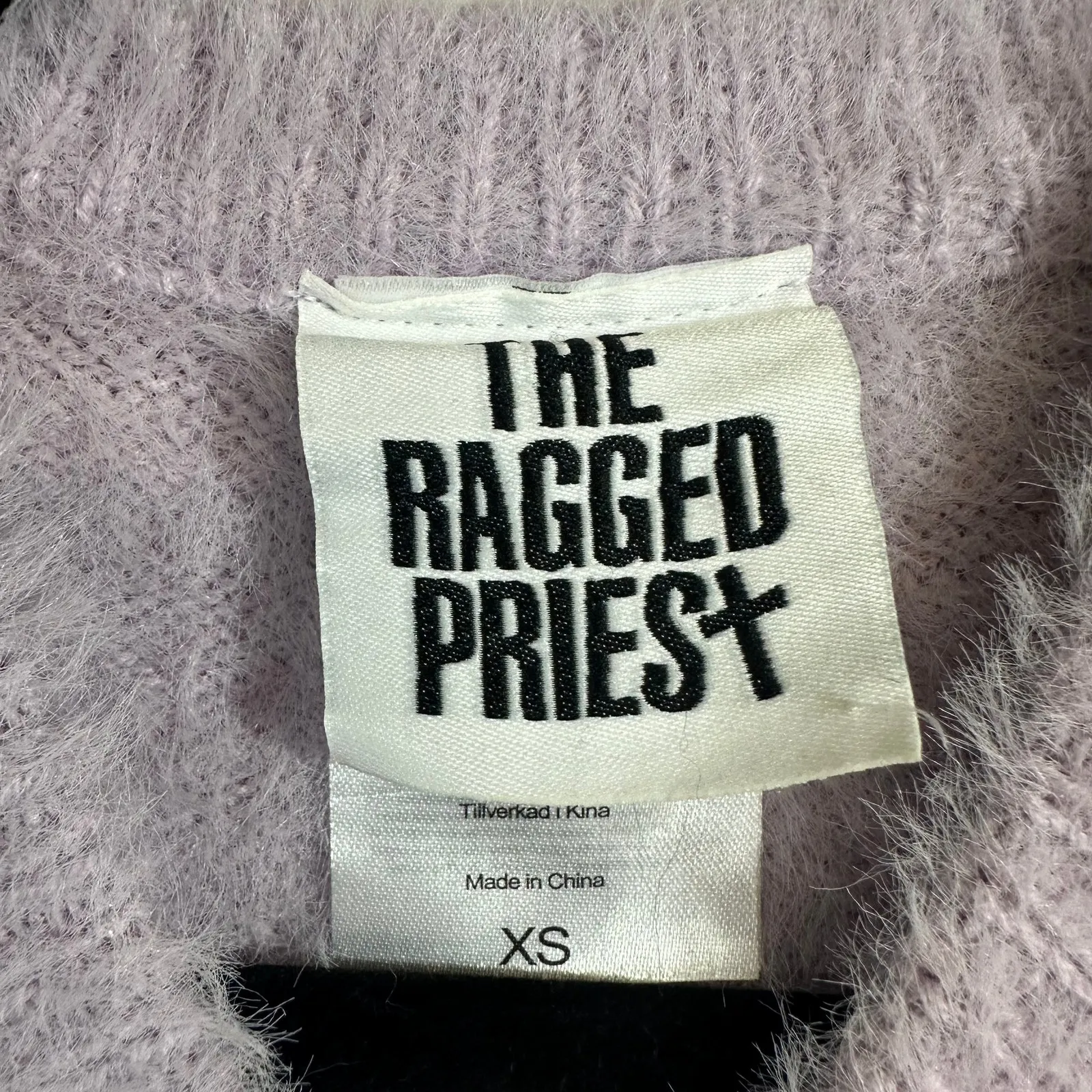 The Ragged Priest XS Fuzzy Crop Top Knit Peekaboo Sweater Pastel Purple Soft Y2K - Image 6