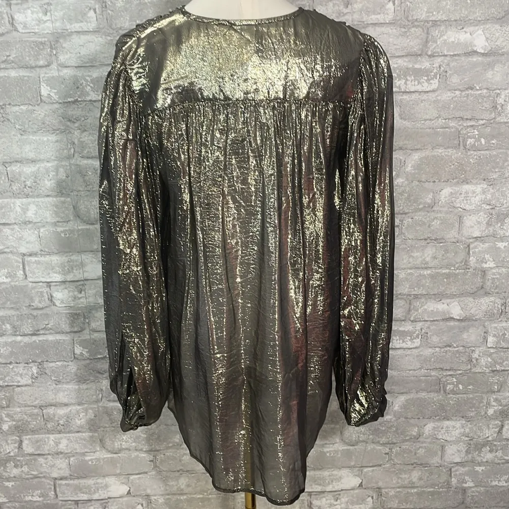 ASOS Gold Metallic Tie Blouse - Image 4