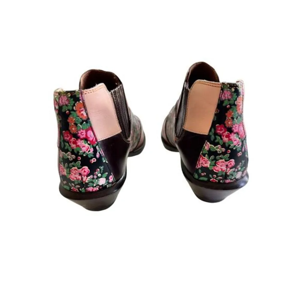 COACH Patchwork Bandit floral printed leather ankle boots booties 6.5‎ / 37 - Image 10