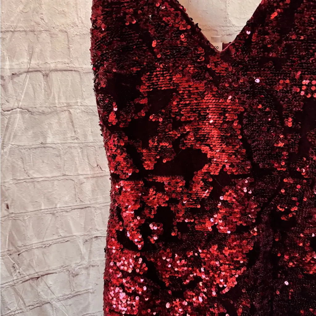 Salty Crushed Deep Red burgundy Sequin Mini Dress - Image 5