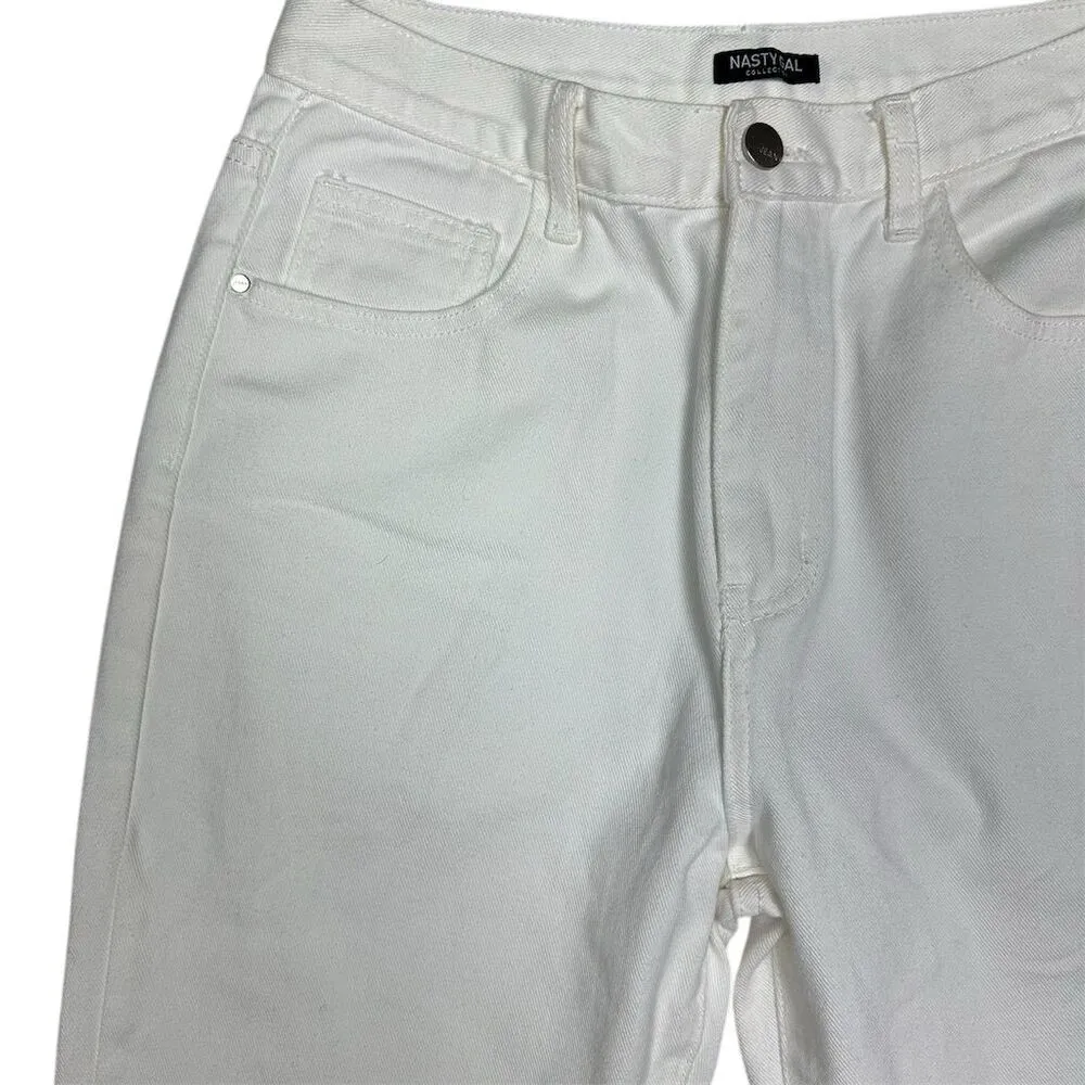 Nasty Gal Women's Redial High-Rise Straight Leg Jeans White Size 8 - Image 2