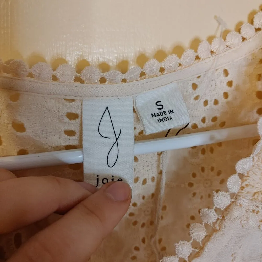 Joie Size Small NWT NEW Light Pink Pale Pastel Boho Oversized Eyelet Top Blouse - Image 5