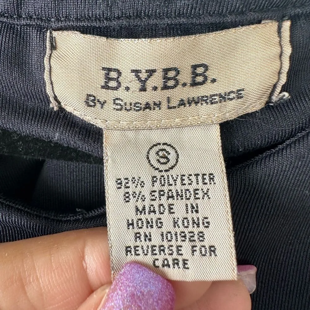 B.Y.B.B. By Susan Lawrence Black Slight V Neck Sleeveless Racerback Top S - Image 4