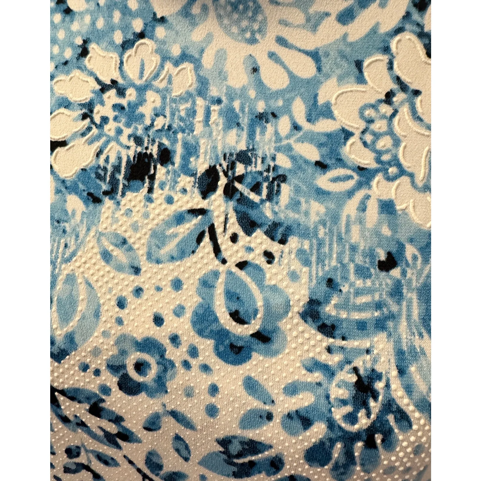 NWT Clara Sunwoo Textured Jewel Neck Printed Swing Dress Size 1X Blue - Image 3