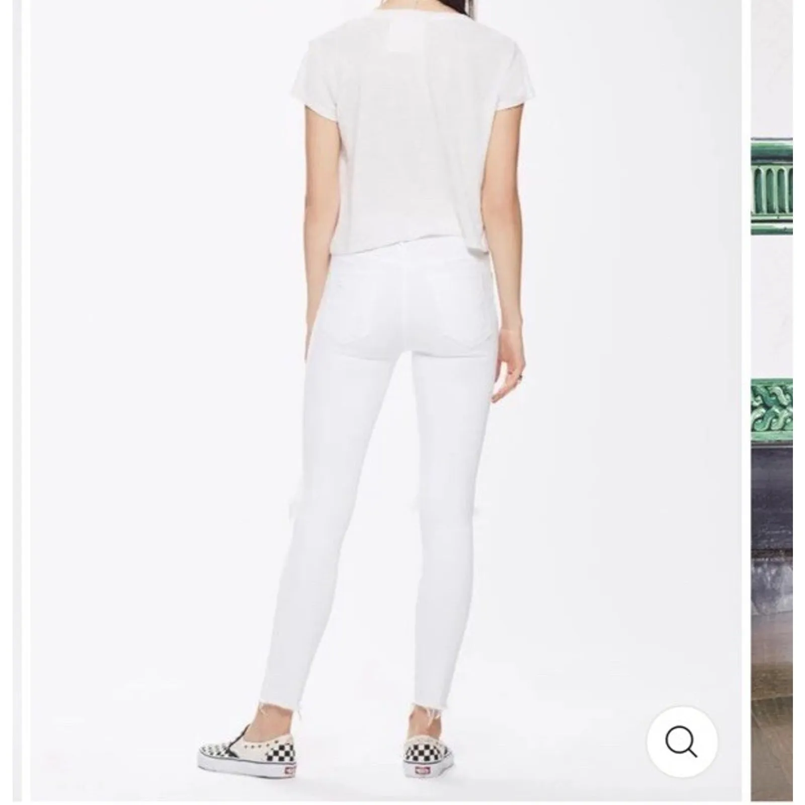 Mother Denim High Waisted Looker Ankle Fray in Little Miss Lacey Size 25 White - Image 2