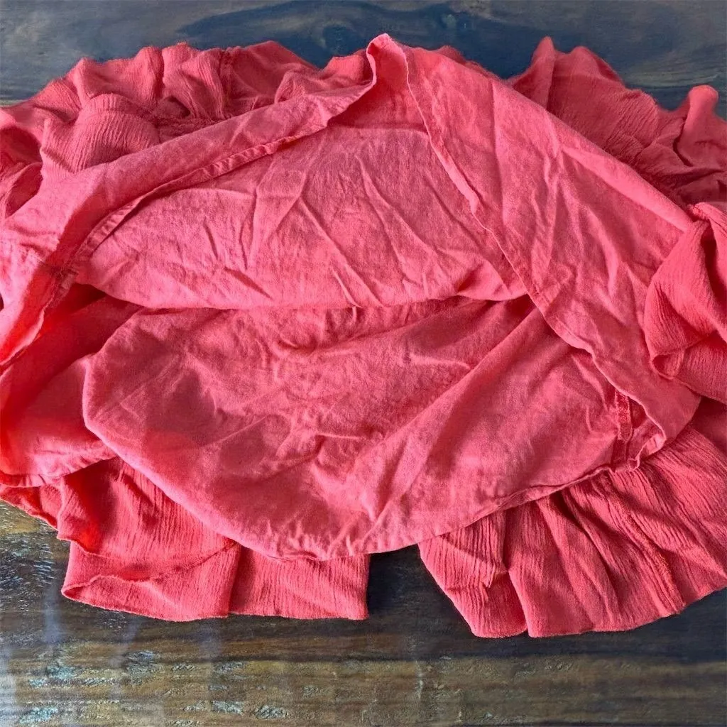 Free People Women's Flare Midi Skirt‎ M Red Boho Elastic Waist - Image 2