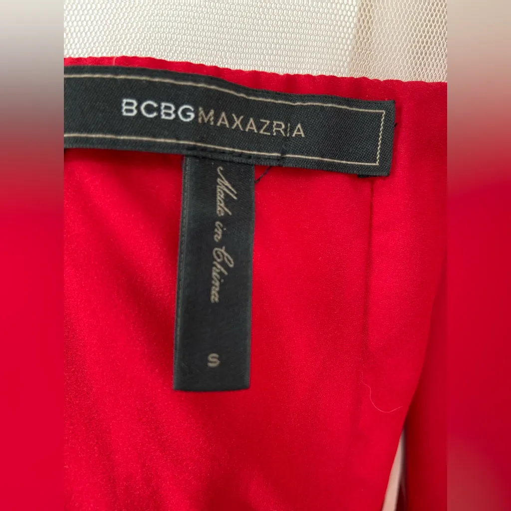 BCBG Maxazaria, Red Party Dress, crinoline‎ skirt, mob wife style, Size Small - Image 4