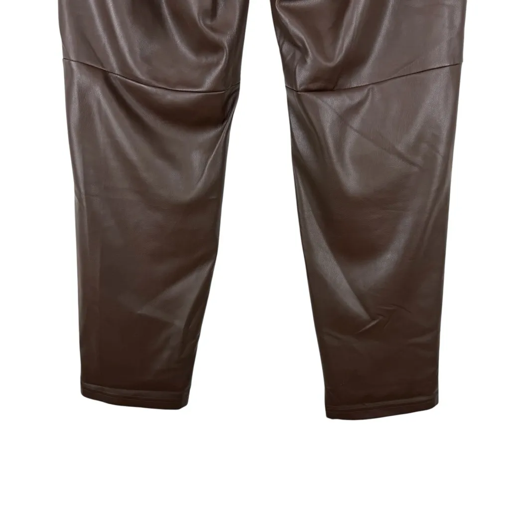 Anthropologie Sakara Faux Leather Jogger Pants Chocolate Brown Sz M Vegan - Image 7