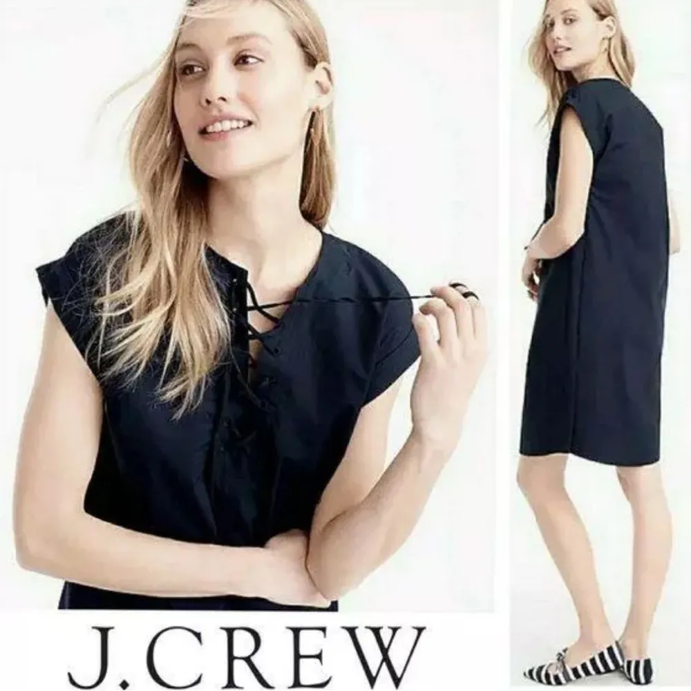 NWT J. Crew Lace Up Shirt Dress Black Short Sleeve sz PXXS - Image 4