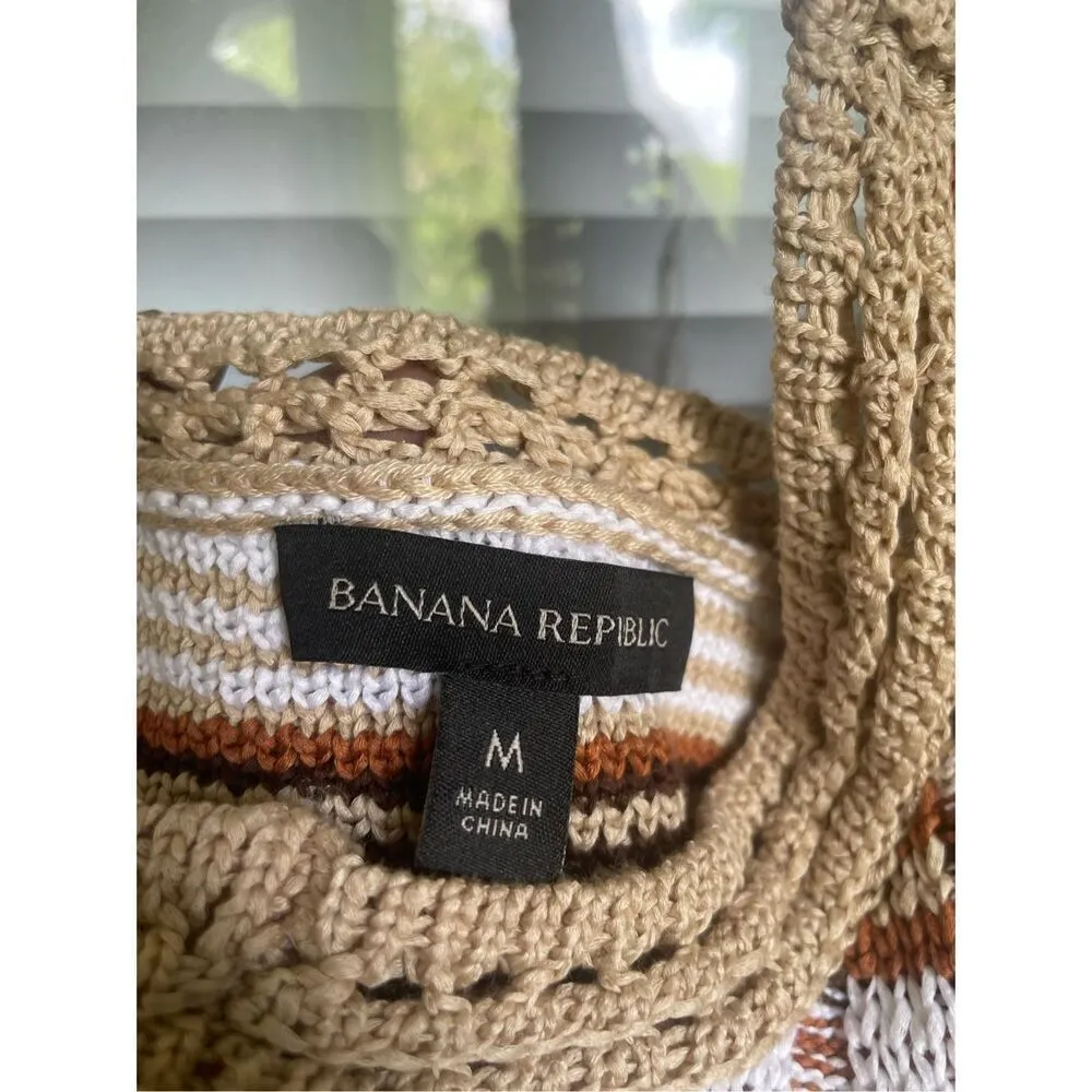 NWT Banana Republic Plaid Knit Cropped Sweater Tank Brown M - Image 15