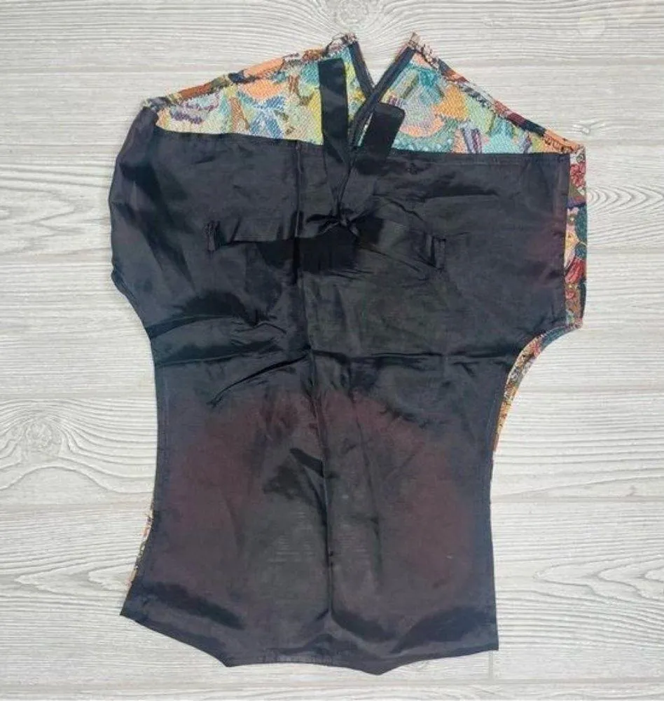 Vintage 90s Vest “We Are The World” Thanksgiving Children Tapestry Vest dolls s Brown - Image 3