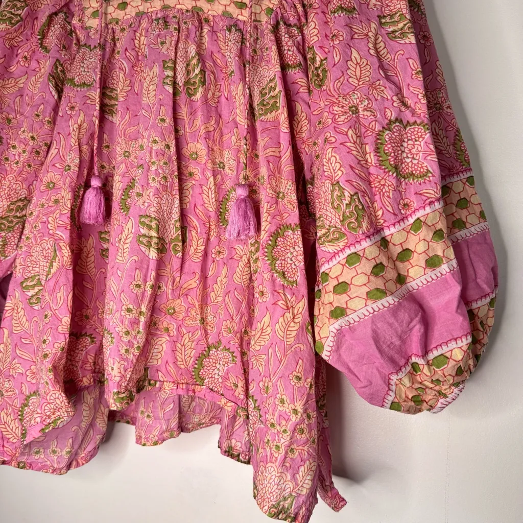 Cleobella Amaryllis Floral Cotton Boho Blouse Top - Image 4