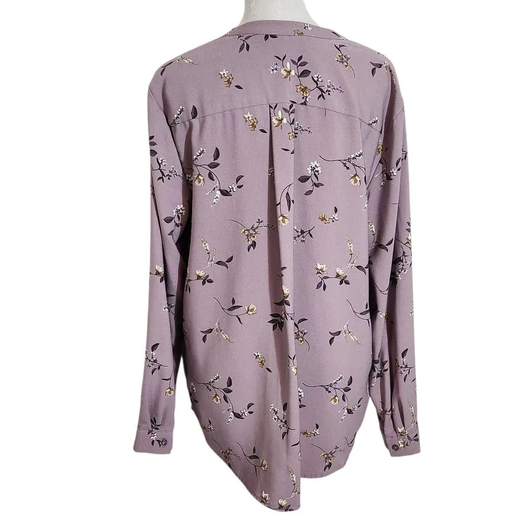 Hilary Radley Light Purple Floral Blouse Size Medium Mauve Floral Top - Image 2