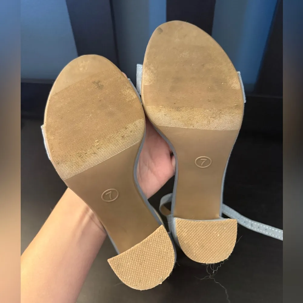 Merona Lulu Blue Block Heel Ankle Strap Sandal Pumps Women’s Size 7 - Image 5