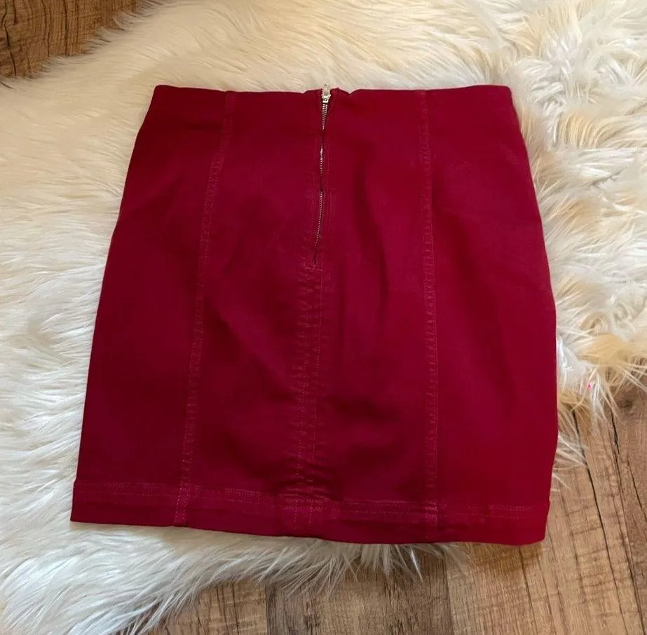 FREE PEOPLE Modern Femme Wine Red Mini Skirt - Image 5